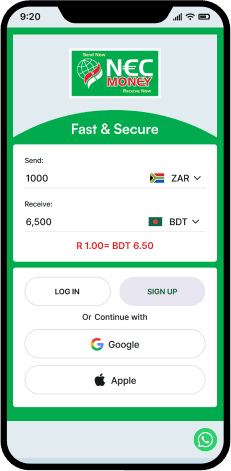 NEC Money app - Main dashboard